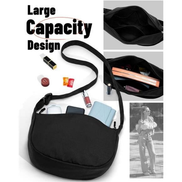 Small Sling Crossbody Bag for Women Men Trendy, Mini Crescent Bag with Strap - Picture 5 of 7